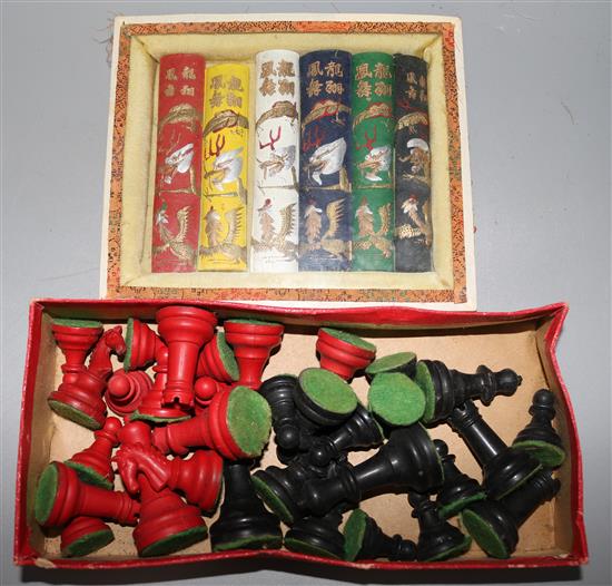 Chinese sticks and a chess set